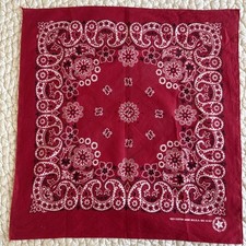 vintage made in USA Red Bandana, cotton, 21 x 21 in.