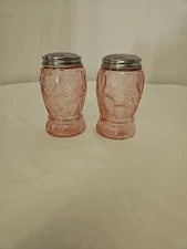Pink Depression Glass Salt Pepper Shaker Set