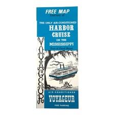 Voyageur Harbor Cruise Brochure 1970s New Orleans Mississippi River Map