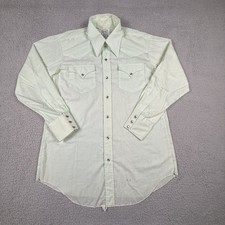Vintage H Bar C Shirt Men 16.5 33 Green Western Rockabilly Pearl Snap Dagger USA