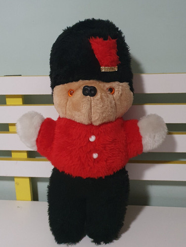 vintage soldier teddy bear 44cm red and black outfit