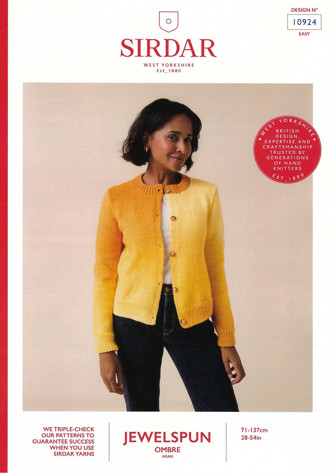 Sirdar Aran Knitting Pattern - 10924 Ladies Cardigan (28 - 54 ins)