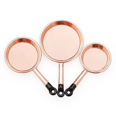 1:12 Miniature Cookware Kitchen Dollhouse Accessory Metal Frying Pans Set 3pcs