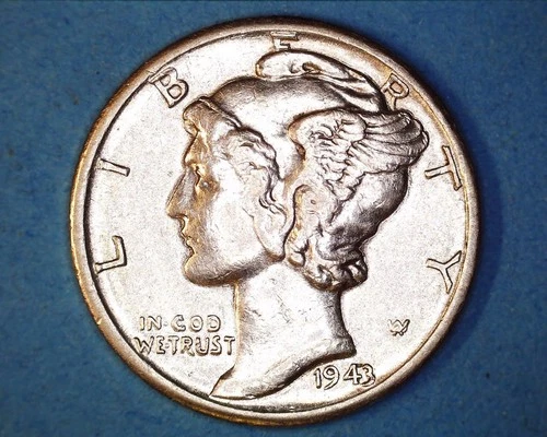 1943-D Mercury Head Silver Dime ** AU  1130-5