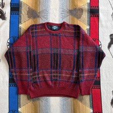 Vintage 90s Men  s Jantzen Pullover Knit Sweater Size Large Made In USA Colorful