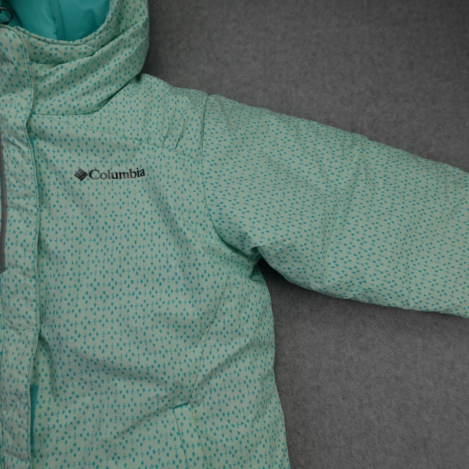 Columbia Girls Medium 10/12 Mint Green Hooded Winter Jacket Nylon Insulated - Image 4 of 4