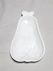 Vintage Hazel Atlas Milk Glass Pear Shaped Candy/Nut Dish Floral Fruit Pattern