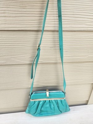 Vintage Cesare Puccini Italy Turquoise Leather Crossbody Bag