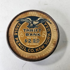 Rare Variation Earliest Vintage Advertising Eagle Pencil Thrift Still Bank $2.50