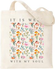 Stylish Canvas Tote Bag with Inner Pockets - Reusable Cotton Bag for Women