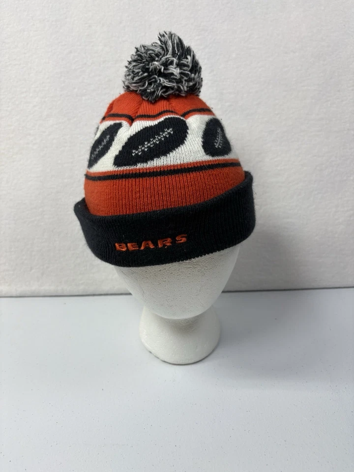 Chicago Bears Niños Gorro Invierno Sombrero Pom Tejido Gorra Azul Naranja NFL Fútbol Foto 2 de 4
