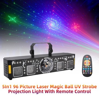 5In1 96 Picture Laser Magic Ball UV Strobe Projection Light With Remote Control