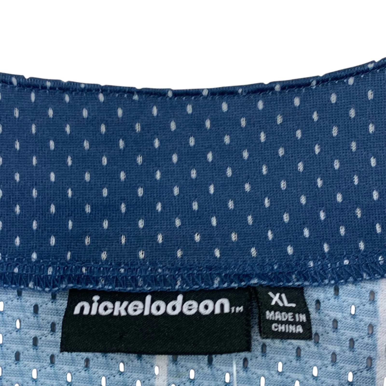 Nick 90s SpongeBob SquarePants Baseball Jersey Shirt Mens Pinstripe Blue XL