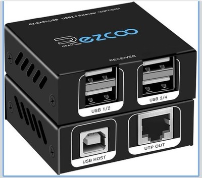 Ezcoo USB Extender 165ft 50m 4-Port USB2.0 HUB by Cat5e Cat6