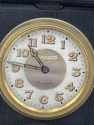Antique Tavannes 8 Day Car Clock With Case Jewels, Not Working,