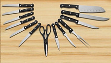 13 piece Knife Holder Set, Stainless Steel/Plastic, Black/Silver, 8384MO