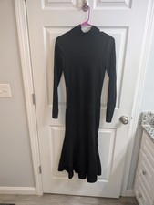 Lewit Flared Hem Wool Blend Sweater Dress Black 15Wx48L - Size XS