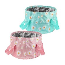 Daisies Print Collapsible Foot Bath Basin for Camping, Pack of 2