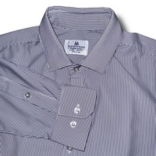 MIZZEN MAIN Shirt Men Large Stripe Trim Fit L/S USA Made Stretch Lightweight