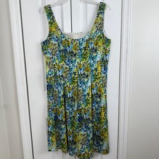 Evan Picone Floral Dress 10 Fit Flare Pleated Garden Party Spring Midi