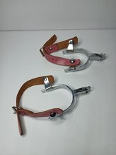 Western Cowgirl Stainless Spurs with Pink Leather Straps