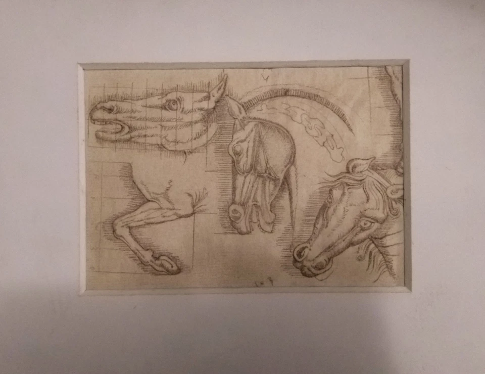 Original Hand Drawing Horse Studies Walnut Ink on Paper - Image 3 of 4