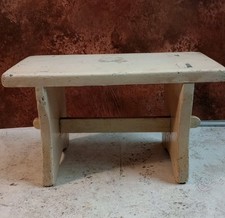 Vtg Rustic Wooden Milking Stool Small Table 31x15x18cm 1150g Cream Display
