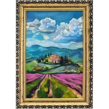 Original Oil Painting Tuscany Landscape Oil Art Italian Countryside 4x6 Framed