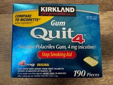 Kirkland Quit Nicotine Gum Stop Smoking Generic Nicorette 04/27 New 190 Pieces