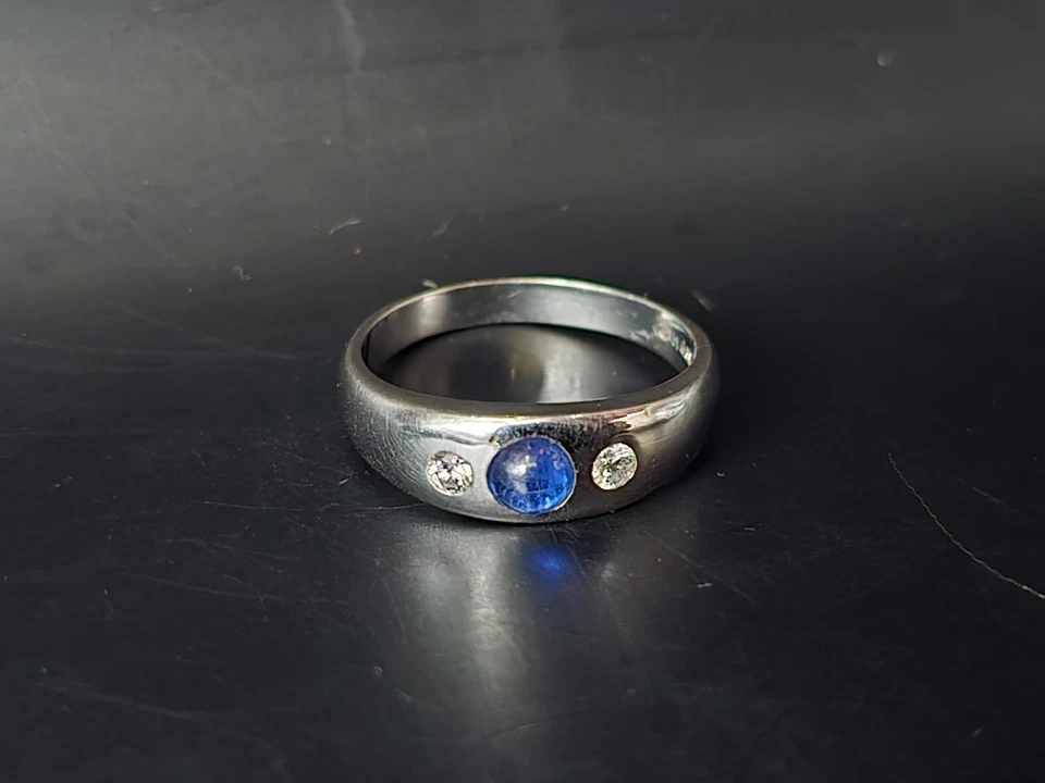 Herren Ring in 590 Platin mit Diamant & Saphir Gypsy Ring Größe 58 ( 18,4mm Ø)💍 - Bild 2 von 4
