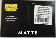 Dragon Shield Matte Black 10 PACK DISPLAY BOX Standard Size Sleeves 100ct