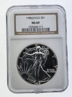 1988 American Silver Eagle, NGC MS69