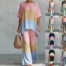 Casual Crew-Neck Short-Sleeve Top And Pants Set With Digital Print