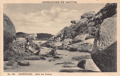 B623 Brazil Arredores de Santos  Guaruja Salla das Pedras vintage postcard