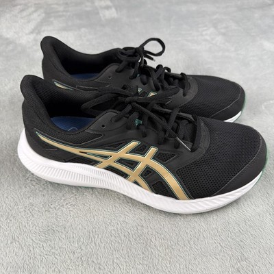 Asics Womens Jolt 4 Size 9.5 Wide Black Gold White Running Shoes 1012B422