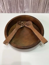 Wooden Salad Bowl With Utensils