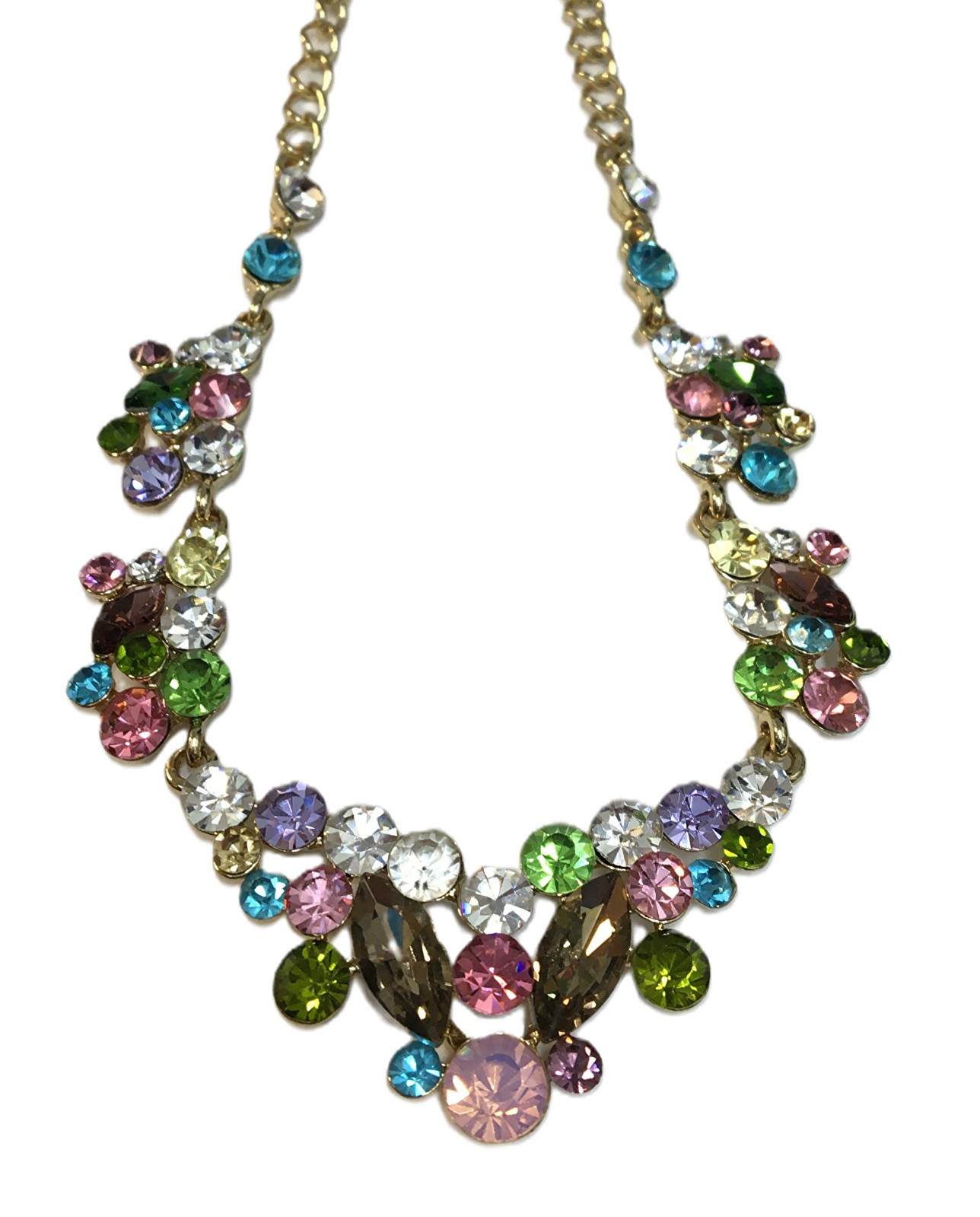 Multicolor Crystal Cluster Statement Necklace & D… - image 10