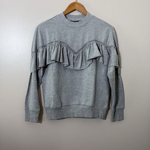 Nueva sudadera Topshop para mujer con volantes delanteros manga larga cuello redondo talla 6 - Imagen 11 de 11
