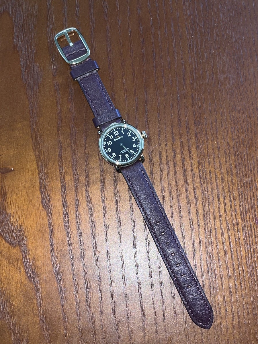Shinola 28mm Runwell Black & Gold w/ Burgundy Leather Strap - Womens Argonite751 28mm Shinola Runwell Black & Gold w/ Leather Burgundy Strap  main image 3