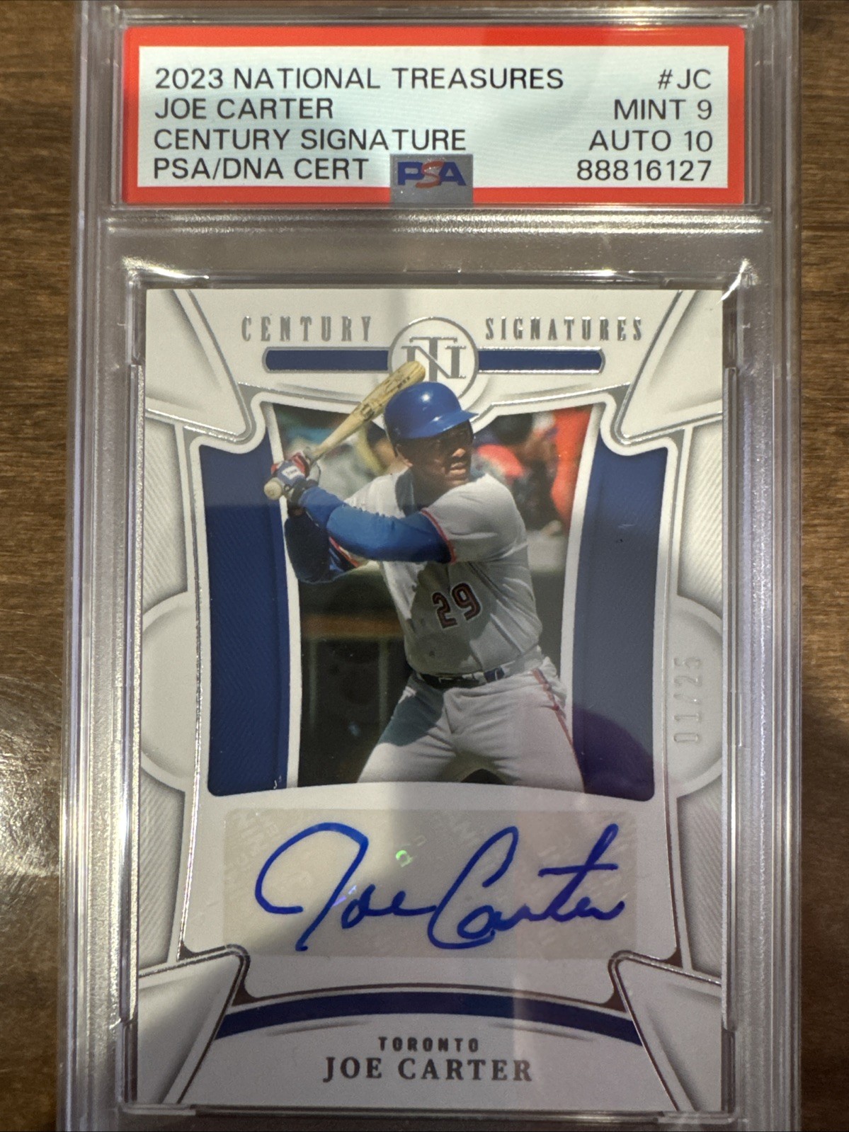 2023 National Treasures Century Signature - Joe Carter /25 PSA 9 Auto 10
