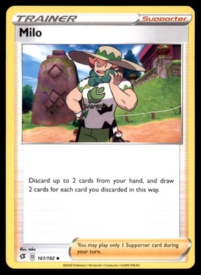 Milo 161/192 Uncommon Rebel Clash Pokemon Moderately Played
