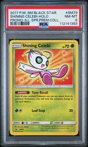 2017 POKEMON SM BLACK STAR PROMO SHINING CELEBI #SM79 PSA 8 NM #112141383