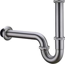 Brass P Trap, 1 1/4 Bathroom Basin Sink Waste Trap Drain Kit with Flange and Sli