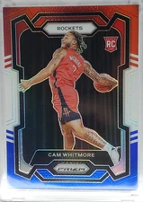 2023-24 Panini Prizm Cam Whitmore Red White & Blue Prizm Rookie RC #129 Rockets