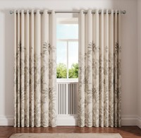 1 Pair TED BAKER Rhapsody Lined Eyelet Curtains 100% Cotton Slub in  Linen