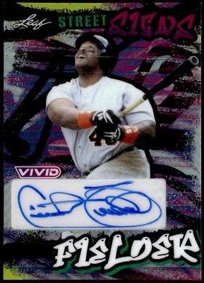 2023 Leaf Vivid #SS-CF1 Cecil Fielder Street Signs Prismatic Yellow Auto #/10 F3