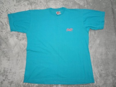 Vintage Shot USA Embroidered Logo  T-Shirt Teal Medium 100% Cotton Crew Neck