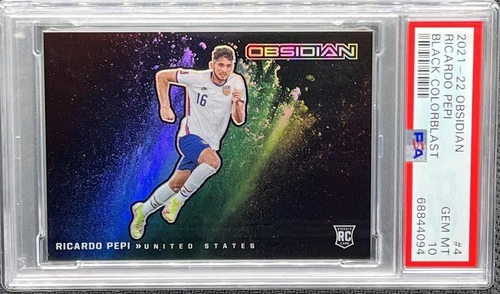 2021-22 Panini Obsidian Soccer Ricardo Pepi RC Black Color Blast PSA 10 Gem Mint