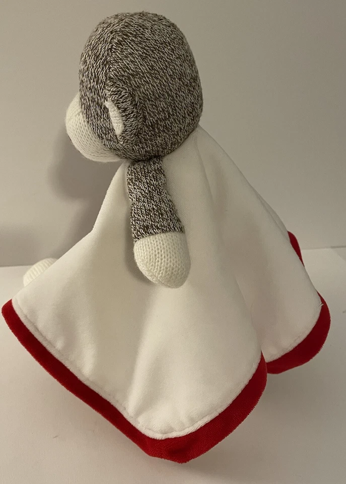 Baby Starters Calcetín Mono Lovey Manta de Seguridad 12”x12” Sonajero Satinado Blanco Rojo Foto 4 de 4