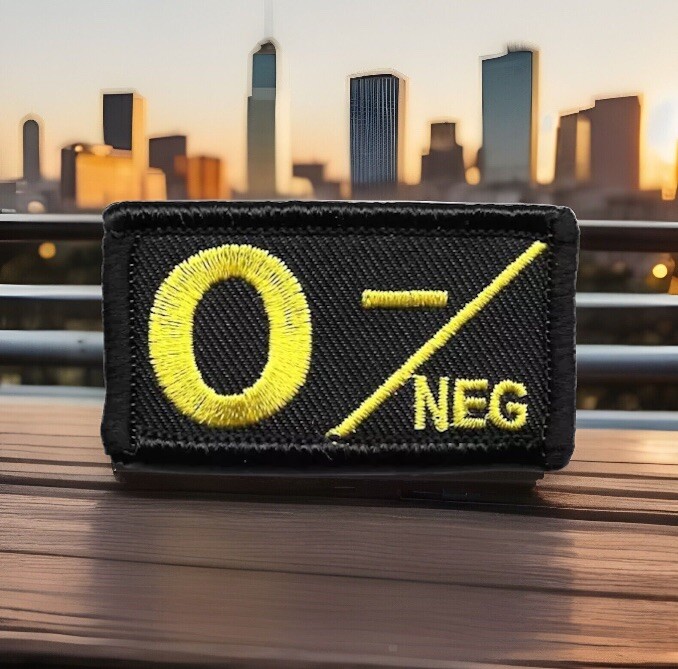 Blood Type O+ Positive Embroidered Patch - Yellow & Black For Velcro/Military Use 3 thumbnail image